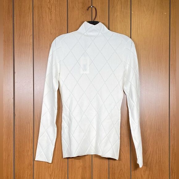 Proenza Schouler White Label Pointelle Diamonds Turtleneck Top size S - Picture 10 of 13